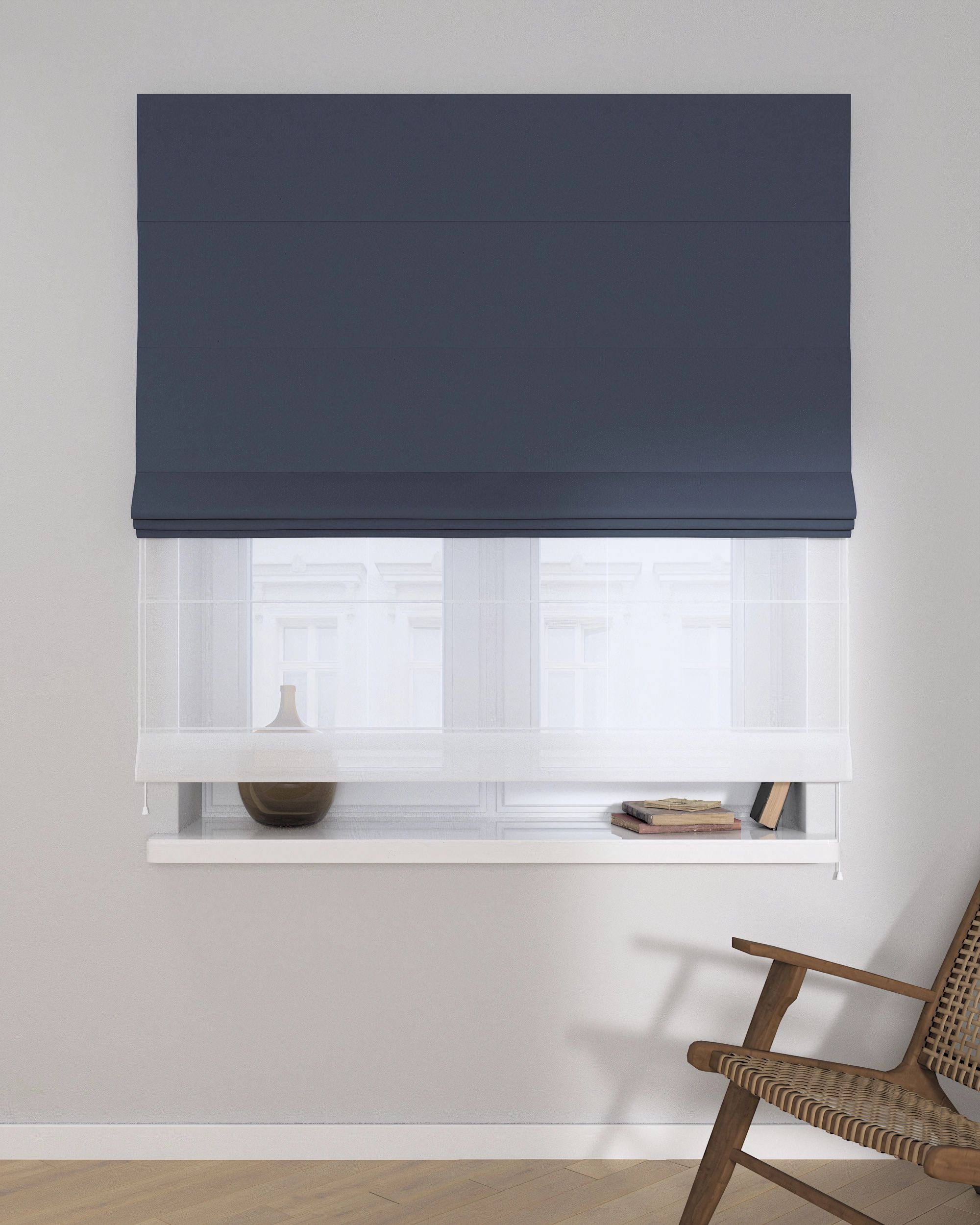 Doppelraffrollo Duo Farbe dunkelblau Stoff verdunkelnd (hover)