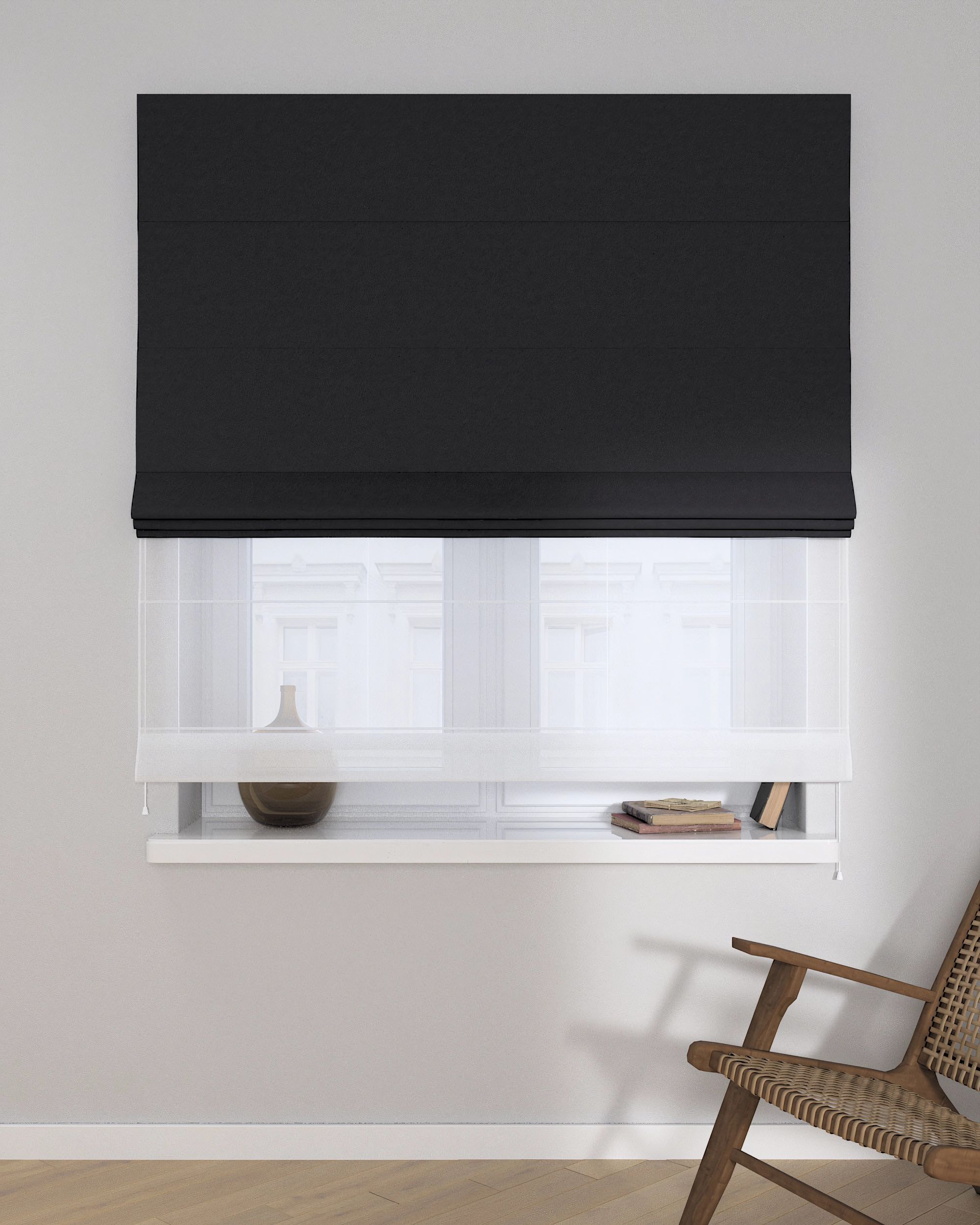Doppelraffrollo Duo Farbe schwarz Stoff verdunkelnd (hover)