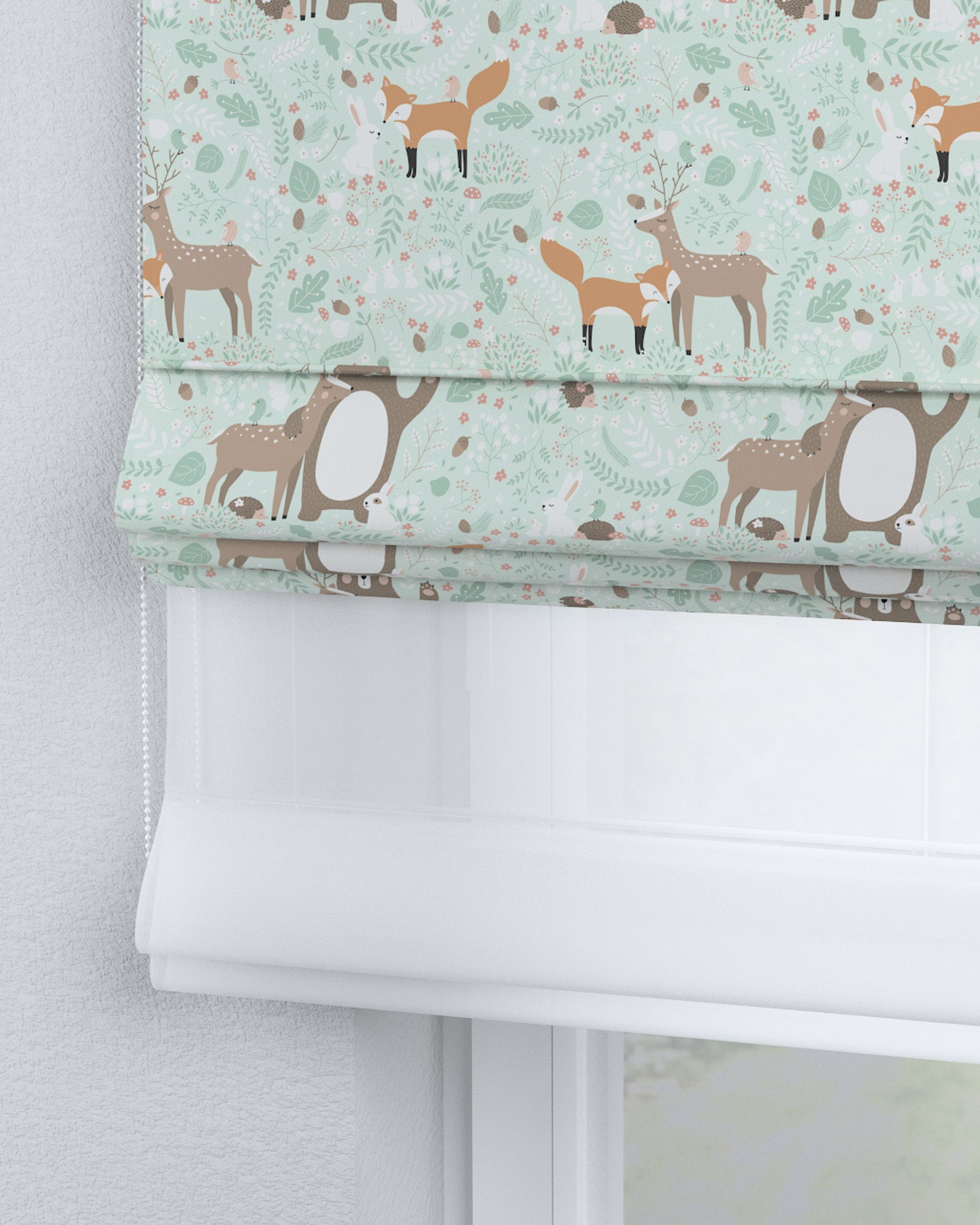Doppelraffrollo Duo Farbe grün Stoff gemustert (hover)