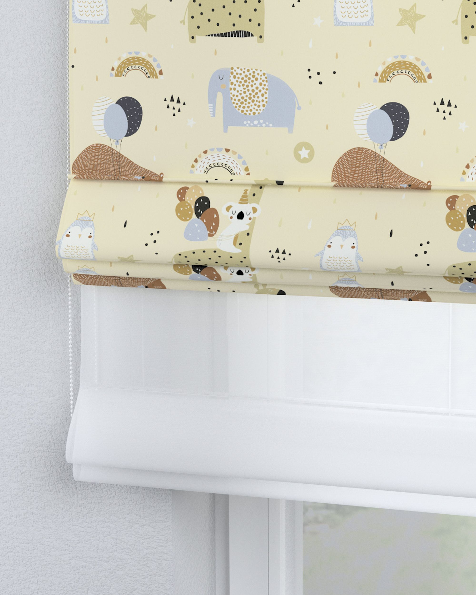 Doppelraffrollo Duo Farbe beige Stoff gemustert (hover)