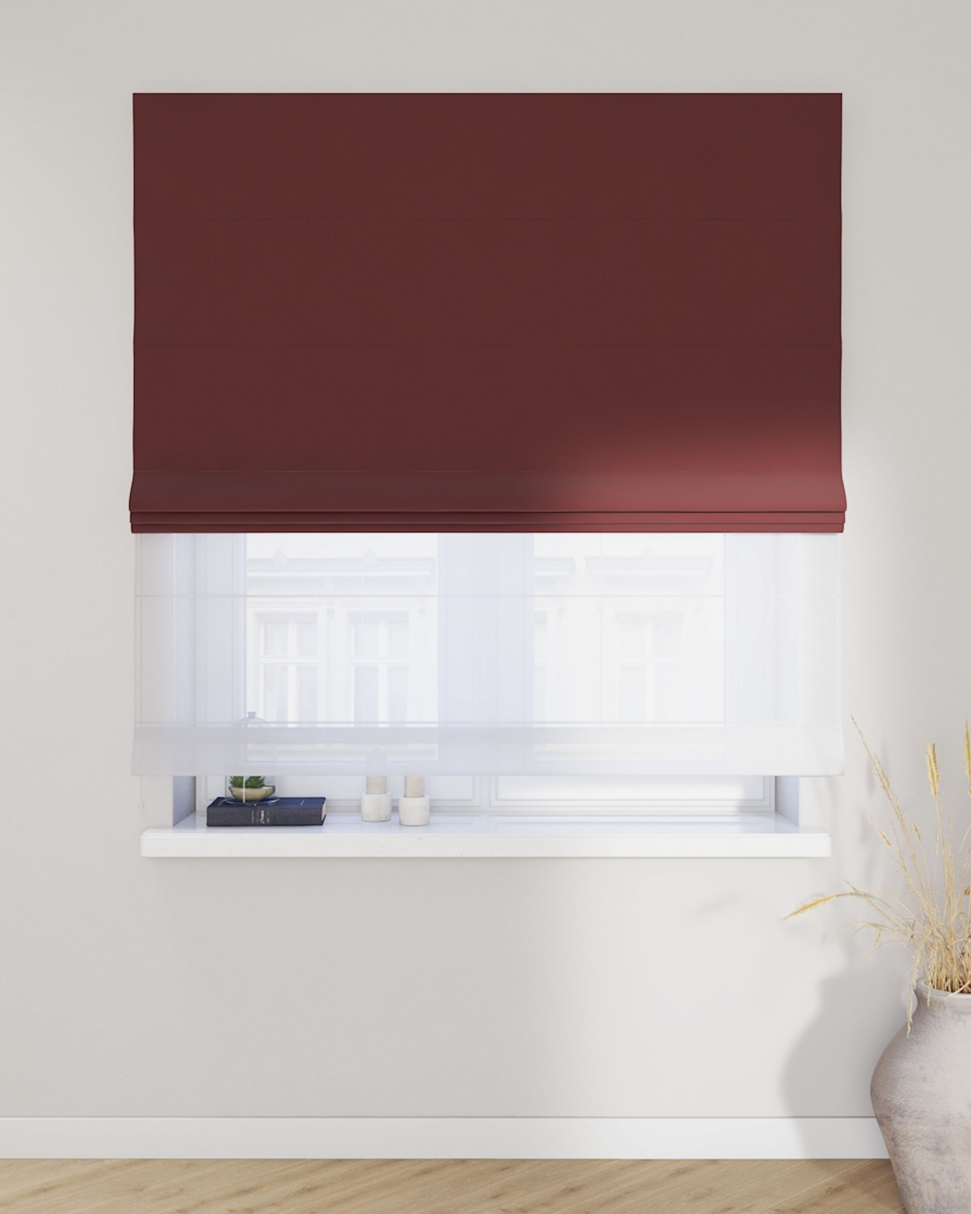 Doppelraffrollo Duo Farbe rot Stoff glänzend, samt (hover)