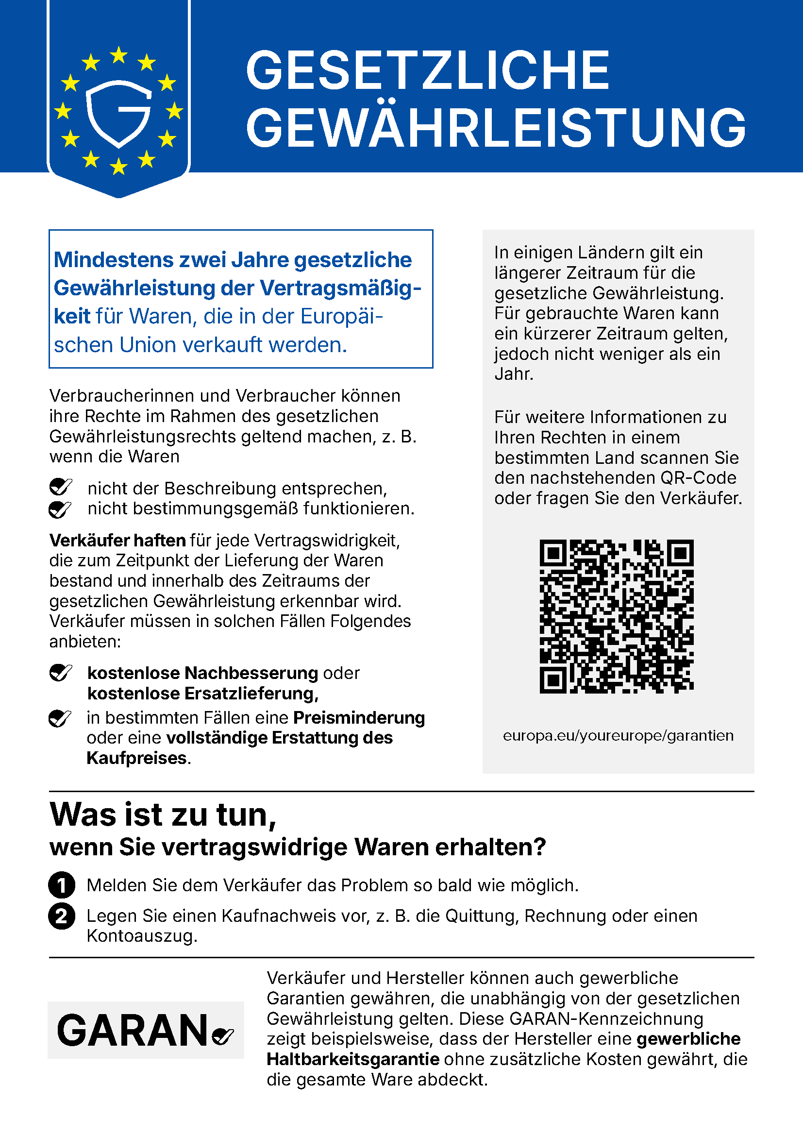 Ihre Rechte aus der gesetzlichen Gewährleistung